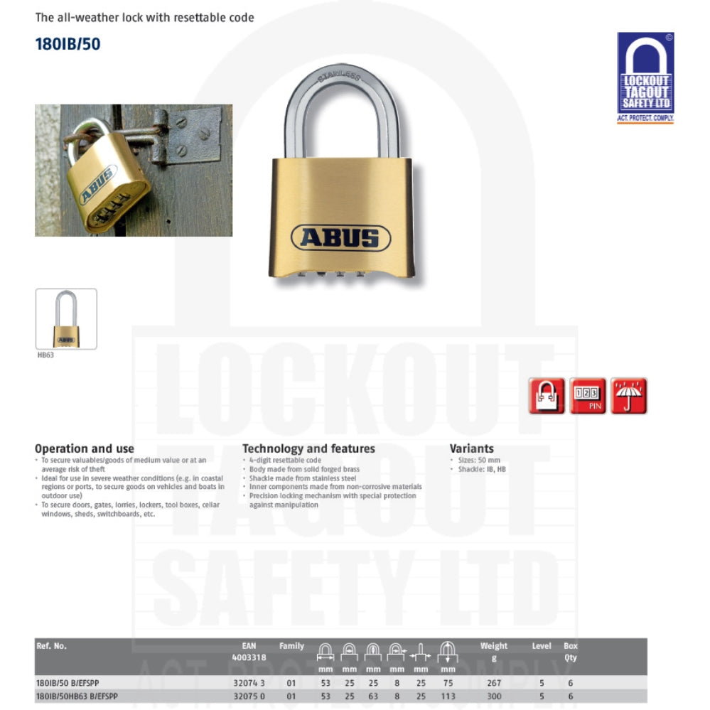180IB Abus Combination Padlock 180IB Abus Combination Padlock